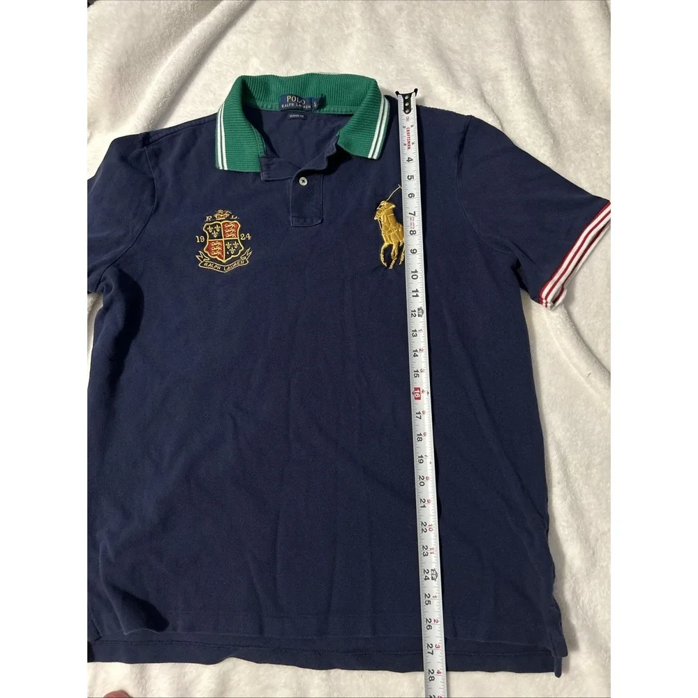 Polo by Ralph Lauren Men's Heraldic‎ Crown Crest Big Pony Navy Polo Shirt Size L